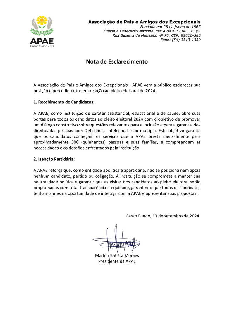 Nota de esclarecimento 1