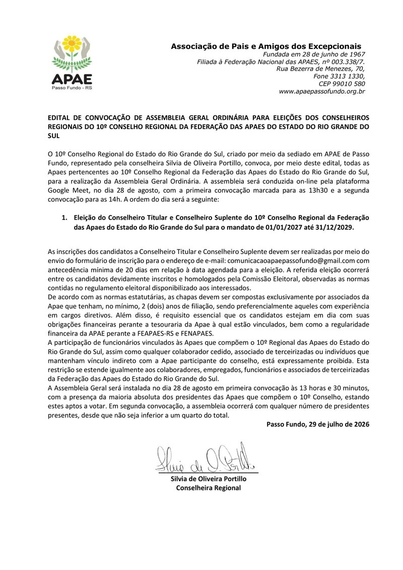 Edital de convocacao conselho adm   feapaes   eleicao conselho regional 1